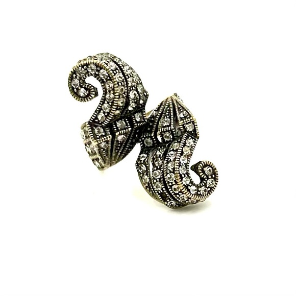 VINTAGE HEIDI DAUS RING SIMPLY SOPHISTICATED PAVE CRYSTALS BY-PASS Sz 7 - Picture 4 of 8